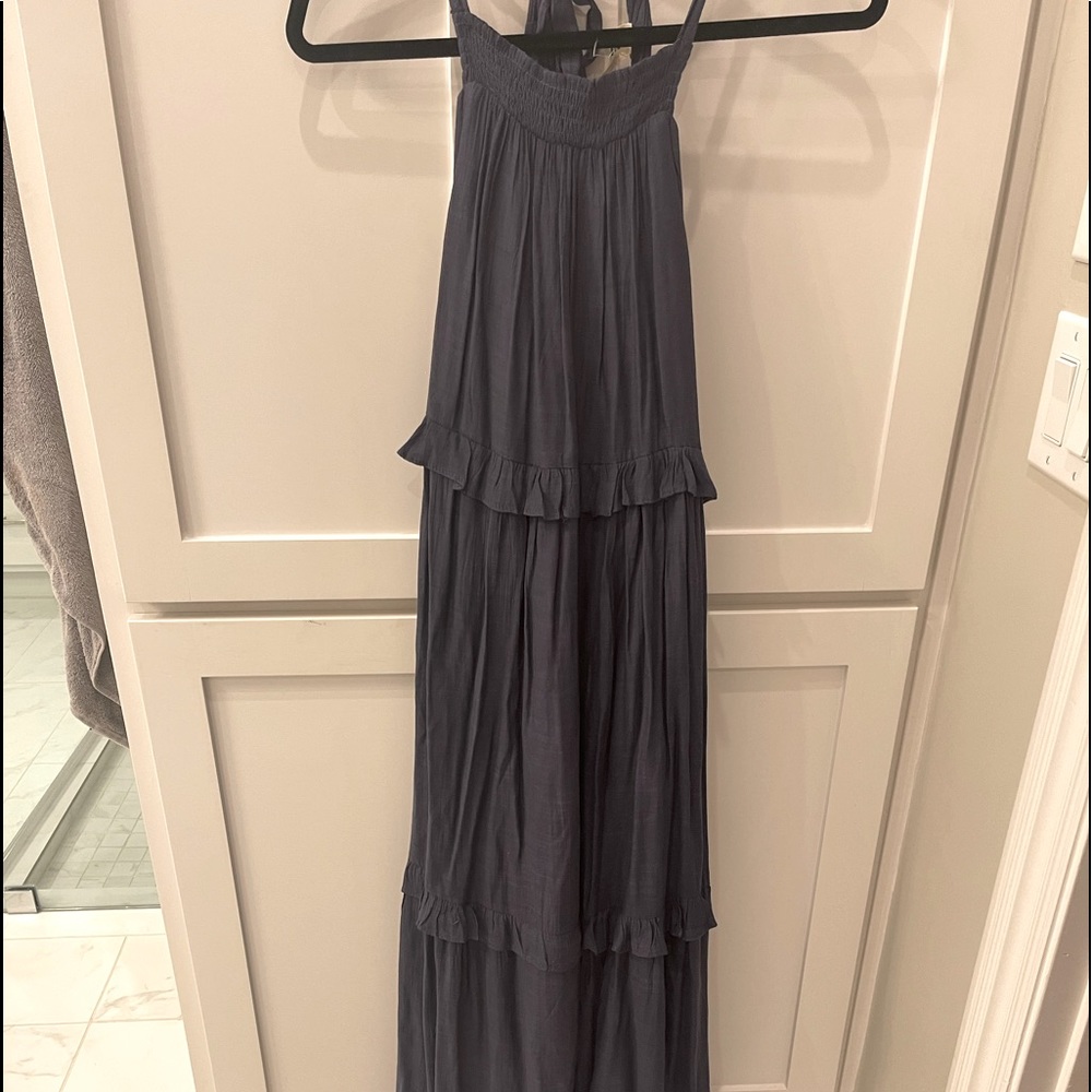 Size small, blue high neck halter maxi dress
